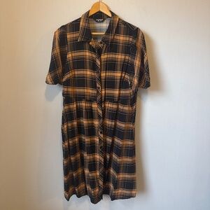 Bloomchic plaid button-down dress with pockets